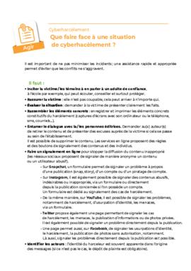 Télécharger la fiche cyberharcèlement : agir (PDF)